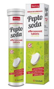 Comprimés effervescents Pepto Soda, 7,90 £ pour 20 comprimés, goodwillpharma.co.uk