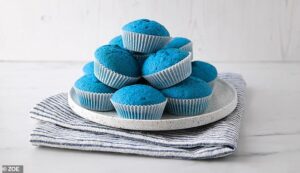 Sur la photo ci-dessus, les muffins bleus peuvent aider à mesurer les temps de transit intestinal de quelqu'un.  Ils peuvent facilement être préparés en cooptant une recette de muffins et en ajoutant du colorant alimentaire bleu