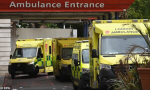Le secrétaire à la Santé a convoqué les patrons des six fiducies du NHS les moins performantes pour un déguisement en raison du retard de remise des ambulances (image d'archive des ambulances en file d'attente)