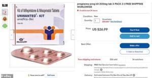 Des vendeurs anonymes sur eBay vendent des pilules abortives entre 15 et 20 dollars par cure.  C'est nettement moins cher que le coût des médicaments réglementés aux États-Unis, qui peut aller jusqu'à 1 000 $.